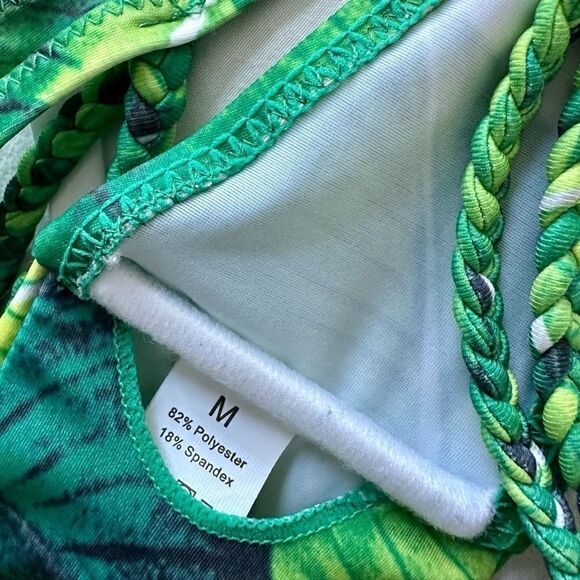 Palm Trees Bikini Top Green Size Medium - Picture 6 of 7